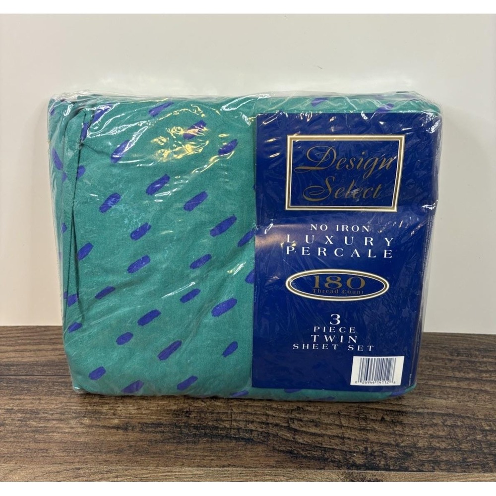 Vintage Design Select 3 Piece Twin Bed Sheet Set 180 Thread Count Green Blue